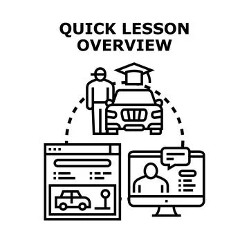 Driving school quick lesson overview concept Stock Illustration