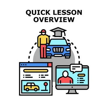 Driving school quick lesson overview concept Stock Illustration