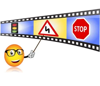Driving school with smiley teacher 스톡 일러스트