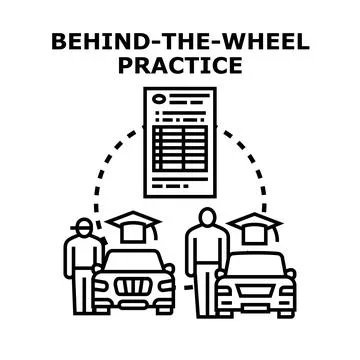 Driving school students learning new road skills Stock Illustration