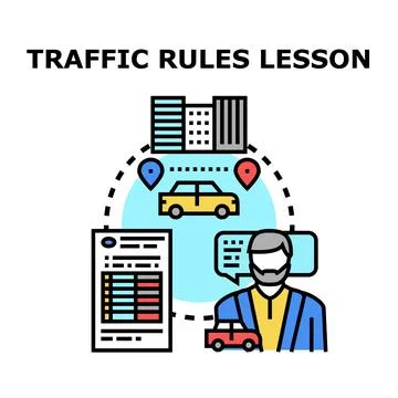 Driving school teaching traffic rules navigation lesson Stock Illustration