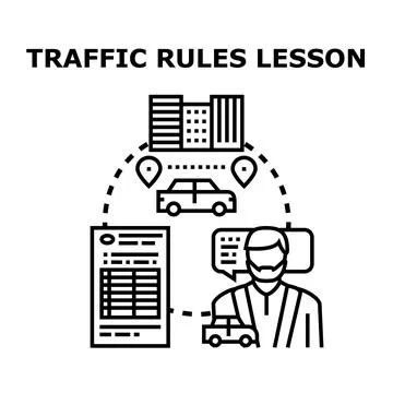 Driving school teaching traffic rules navigation lesson Stock Illustration