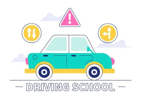Driving School Vector Illustration Featuring the Educational Process of Car.. Stock Illustration