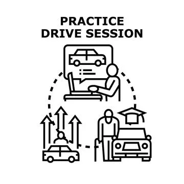 Driving school virtual practice session concept Stock Illustration