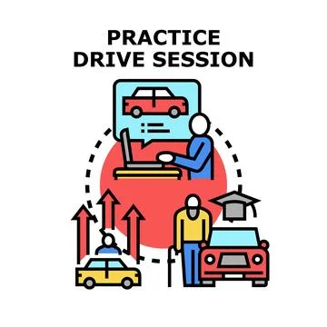 Driving school virtual practice session concept Stock Illustration