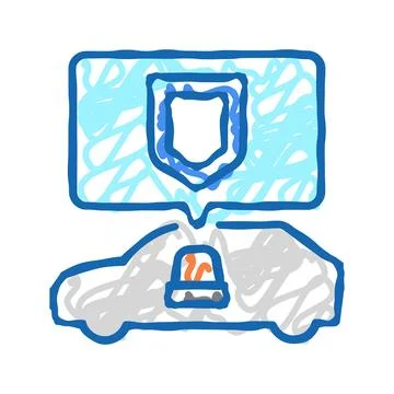 Driving security icon doodle illustration イラスト素材