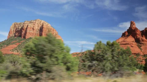 Driving Sedona red rock country (side view) Stock Footage