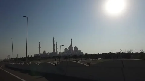 Driving to the Sheikh Zayed Grand Mosque, Abu Dhabi, UAE Stock Footage 130700475