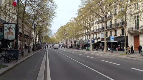 Driving shot along a typical boulevard in Paris, France 動画素材 342166021