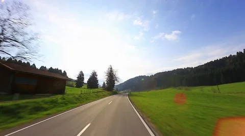 Driving Shot - Backlight - Valley 4 Stock Footage 47521421