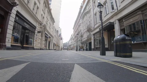 Driving shot down Jermyn st London during coronavirus lockdown Stock Footage 129755025