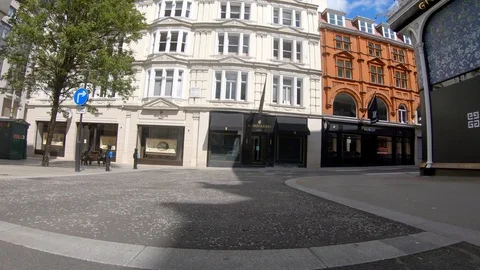 Driving shot down Old Bond St, London during coronavirus lockdown Stock Footage 129754586