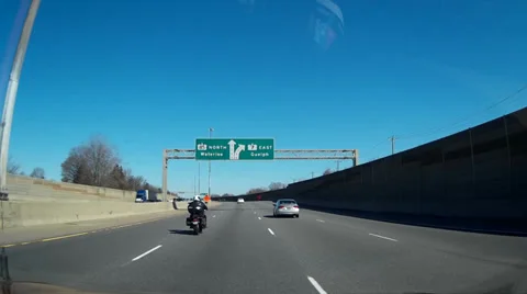 Driving shot on the highway  with blue sky Stock Footage 37759051