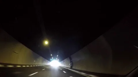 Driving Shot in Tunnel Approaching Light Stock Footage 69714410