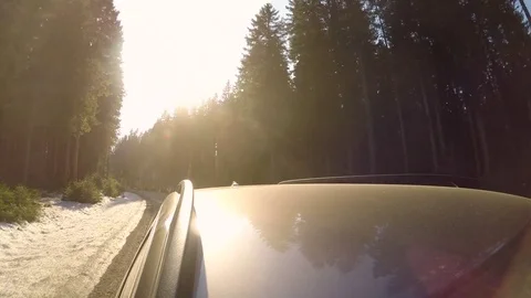 Driving shot, vehicle point-of-view. Camera on car roof. 4K footage Stock Footage 74119744
