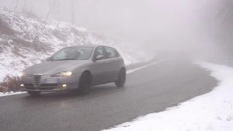 Driving on slippery road Stock Footage 72314342
