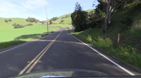 Driving Slow motion, California, tree studded hills Stock Footage 47377741