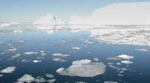 Driving slowly through ice in arctic waters Stock Footage 33910888