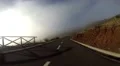 Driving small mountain road inside clouds in Madeira HD Footage