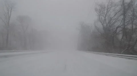 Driving in Snow Blizzard Extreme Weather in New Jersey Stock Video Stock Footage