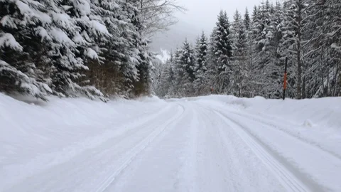 Driving on a snow covered road Stock-Footage 111662748
