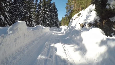 Driving on a snow covered road Video stock 118140769
