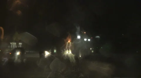 Driving with snow flakes Stock Footage 1038457