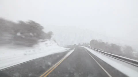 Driving in Snow Stock Footage 22946429