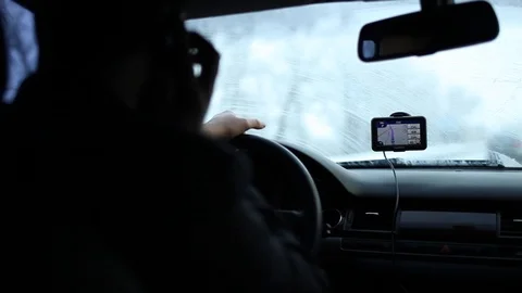 Driving in snow Video stock 87988763