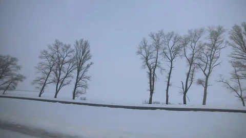 Driving in snow Stock Footage 87988784