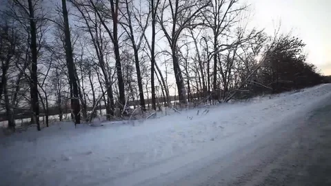 Driving in snow Stock Footage 87989078