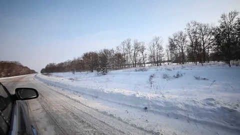 Driving in snow Stock Footage 87989121