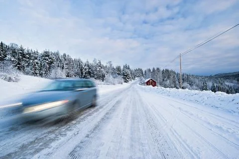 Driving in the snow Stock Photos