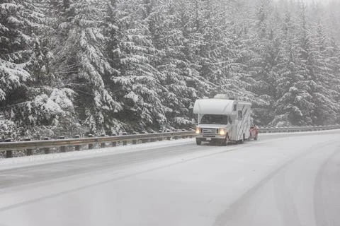 Driving in the snow Stock Photos