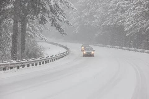 Driving in the snow Stock Photos