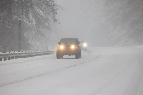 Driving in the snow Stock Photos