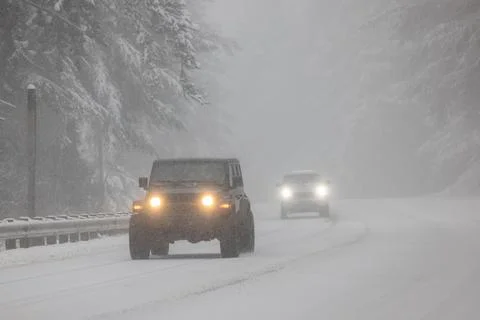 Driving in the snow Stock Photos
