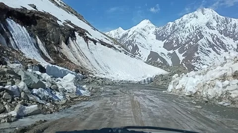 Driving on Snow Roads, Covered with Snow Mountains in Himachal Pradesh  Stock Footage 301886511