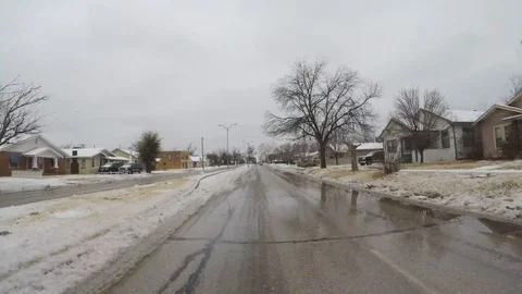Driving on snow, slush road. Stock Footage 86404777