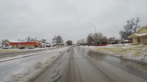 Driving on snow, slush road. Stock Footage 86404825