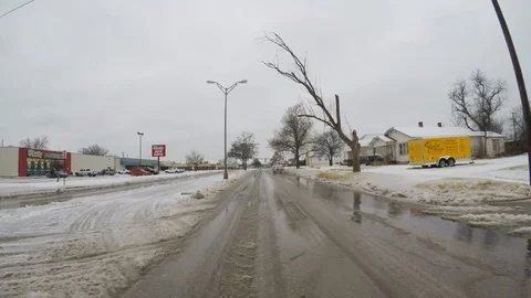 Driving on snow, slush road. Stock Footage 86404879