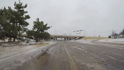 Driving on snow, slush road. Stock Footage 86404926