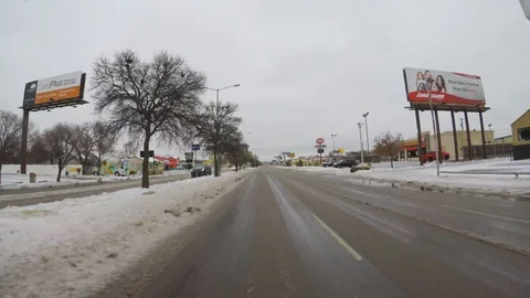Driving on snow, slush road. Stock Footage 86404965