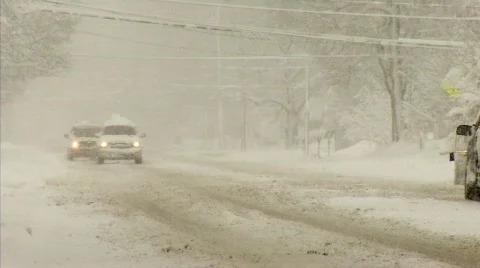 Driving Snowstorm 544 Stock Footage