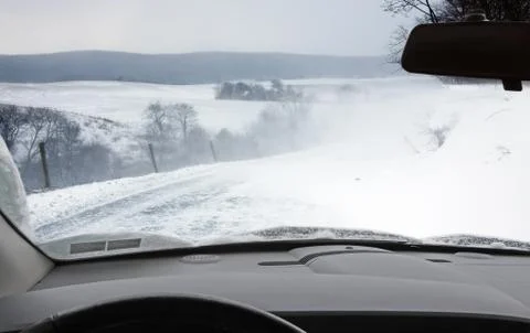 Driving in a snowstorm Stock Photos
