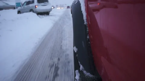 Driving on snowy road Stock Footage 37745270