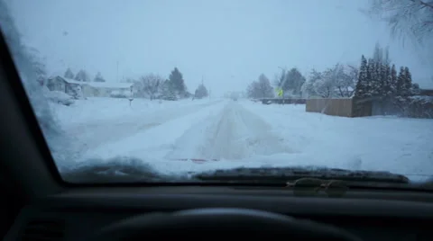 Driving on snowy road Stock Footage 37745416