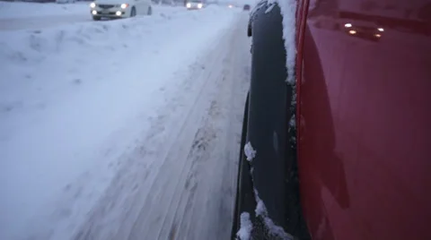Driving on snowy road Stock Footage 37745553