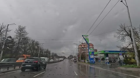 Driving in Sofia's Slivnitsa Boulevard on a Rainy Day Stock Footage 238027247