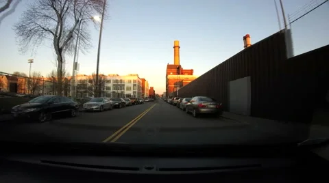 Driving South Boston Street Dash Cam View Stock Footage
